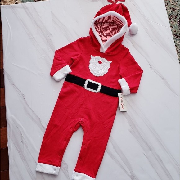 Cat & Jack Other - Cat And Jack One Piece Hooded Santa Outfit Size 12 Months Red/White